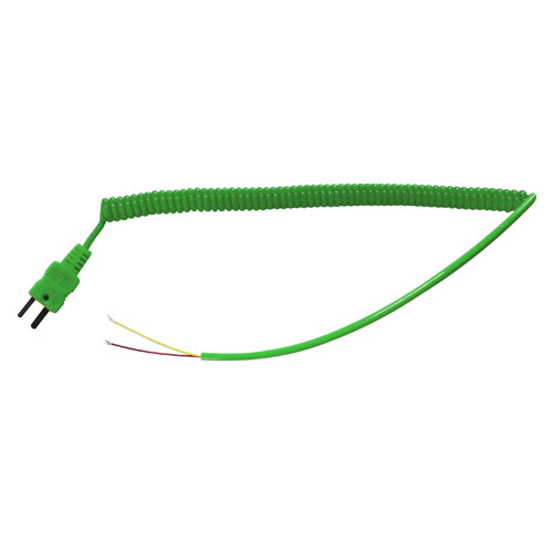 CCP-K - витой провод, с плоским разъемом - вилкой, мини для подключения термопар типа К, 2 м, зеленый.